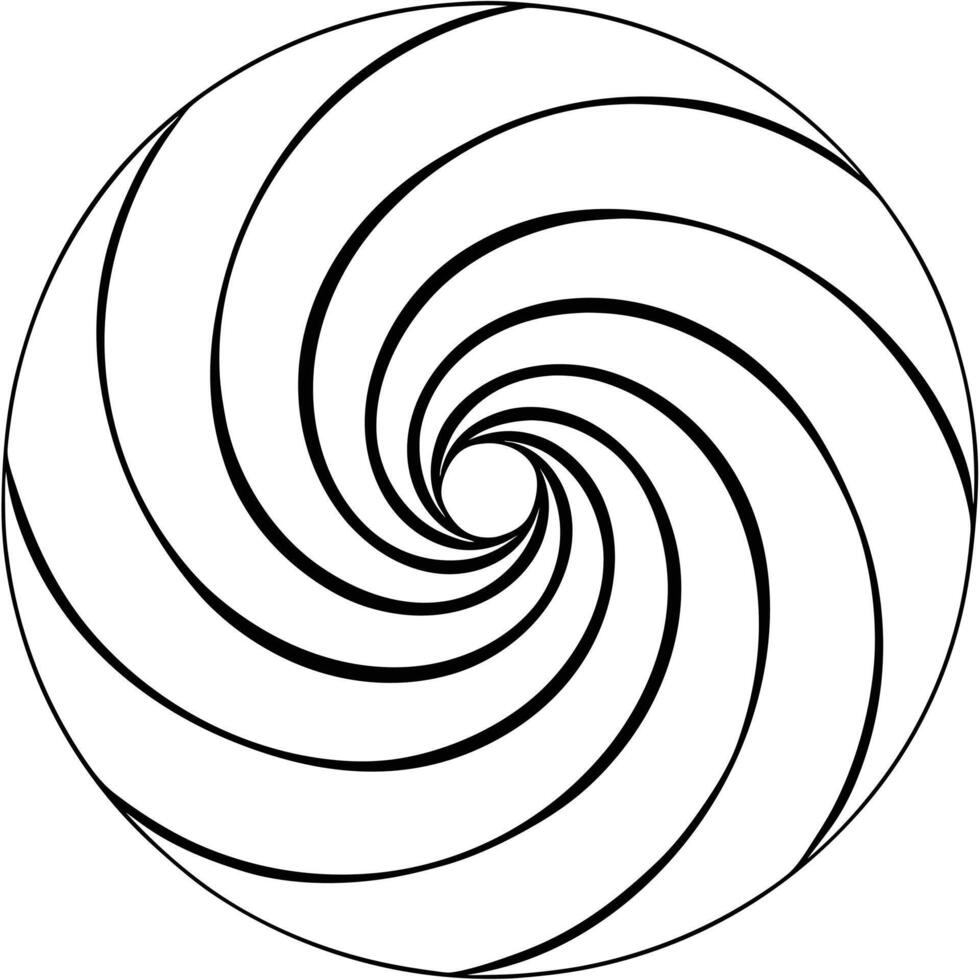A spiral in a circle with a black and white outline vector
