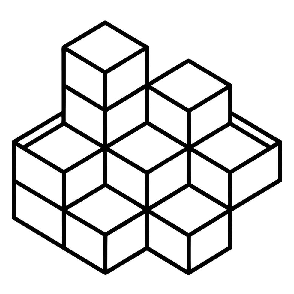 A black and white drawing of cubes vector