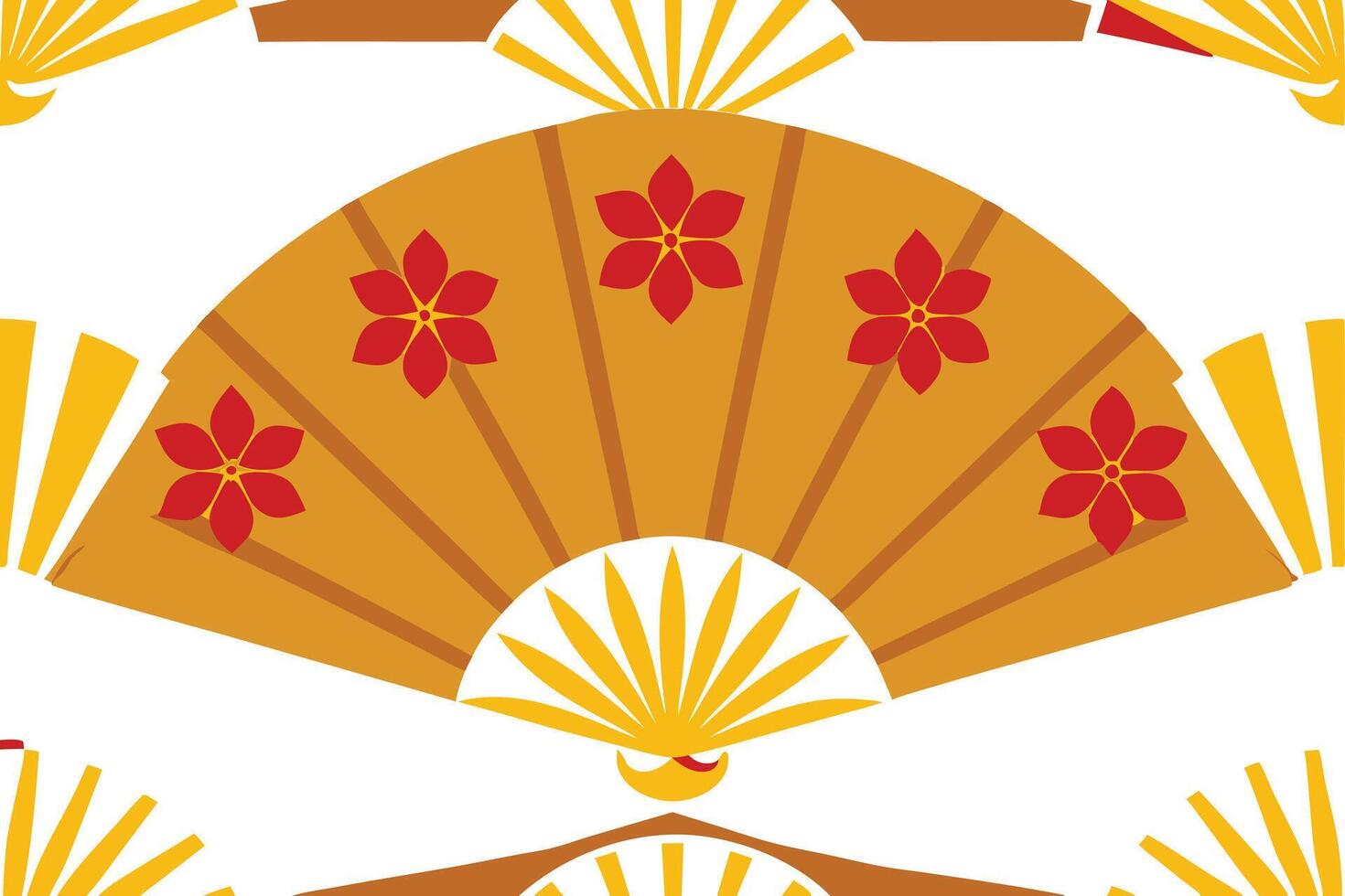 A pattern with a fan and flowers vector