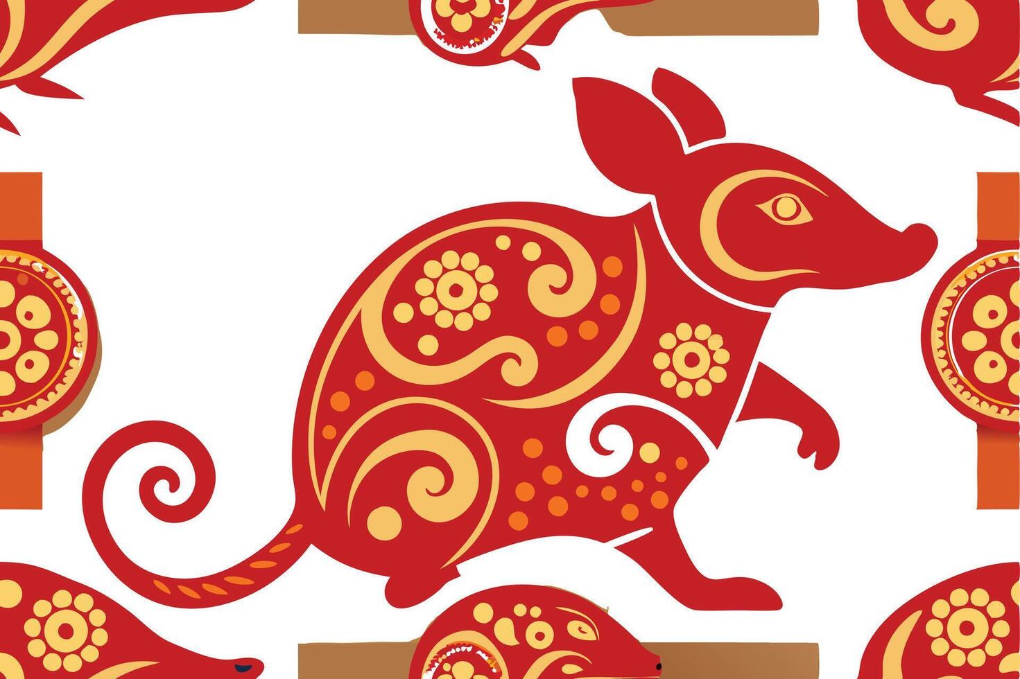 Chinese new year of the rat seamless pattern vector