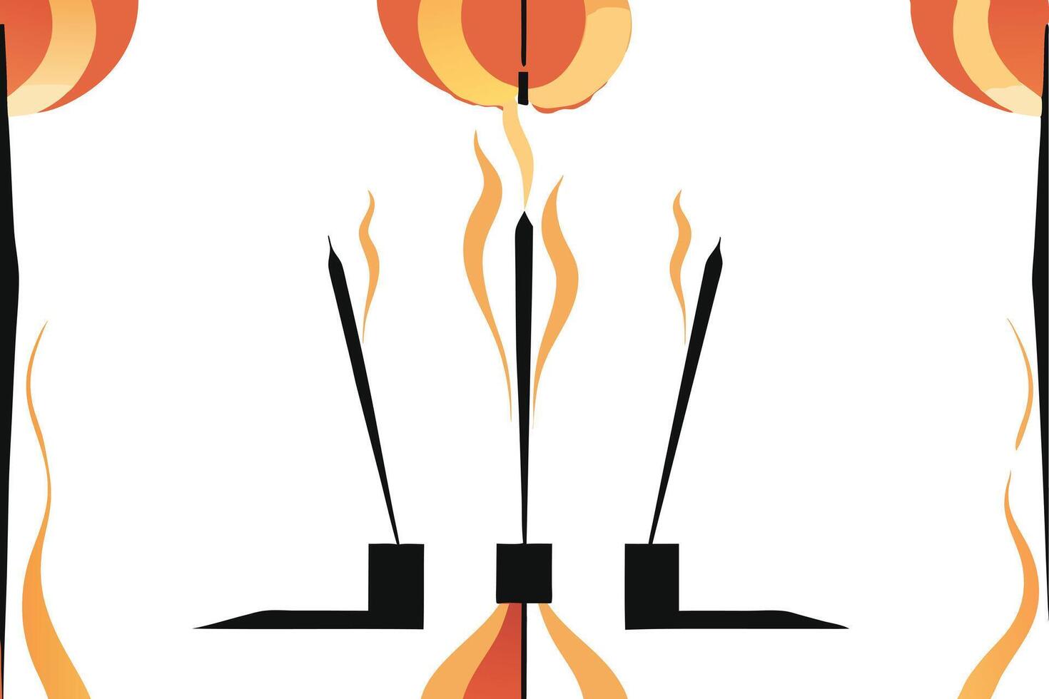 A set of three fire torches with flames vector