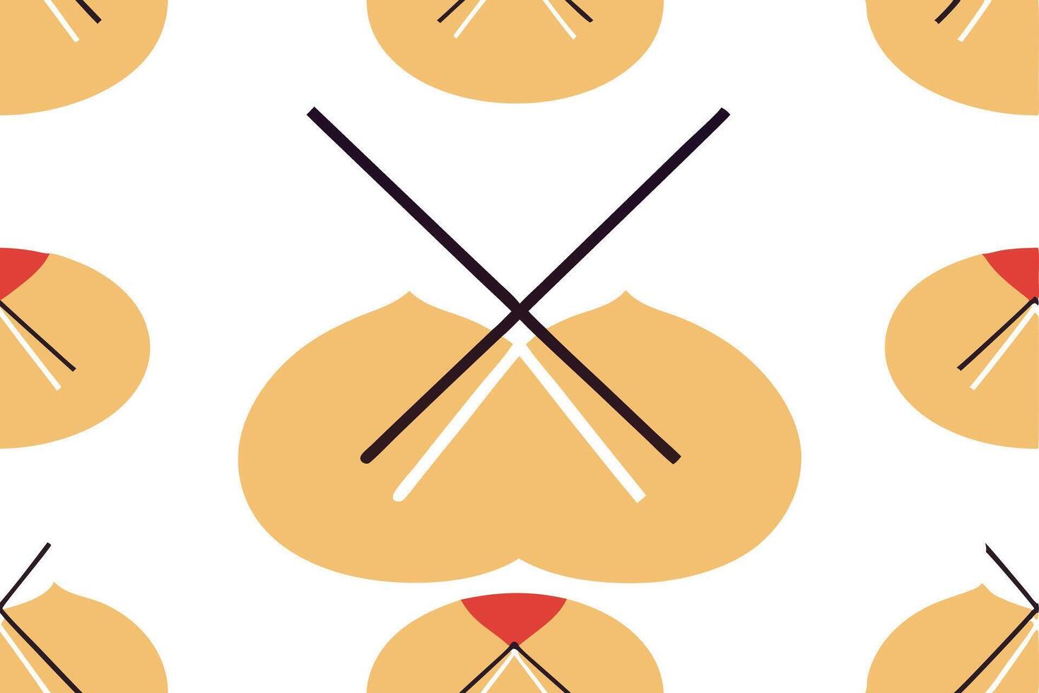 A pattern with two crossed sticks and a heart vector