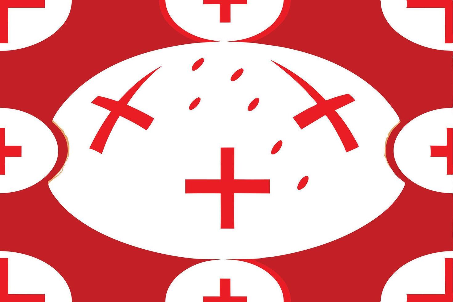 A red cross is surrounded by white crosses vector