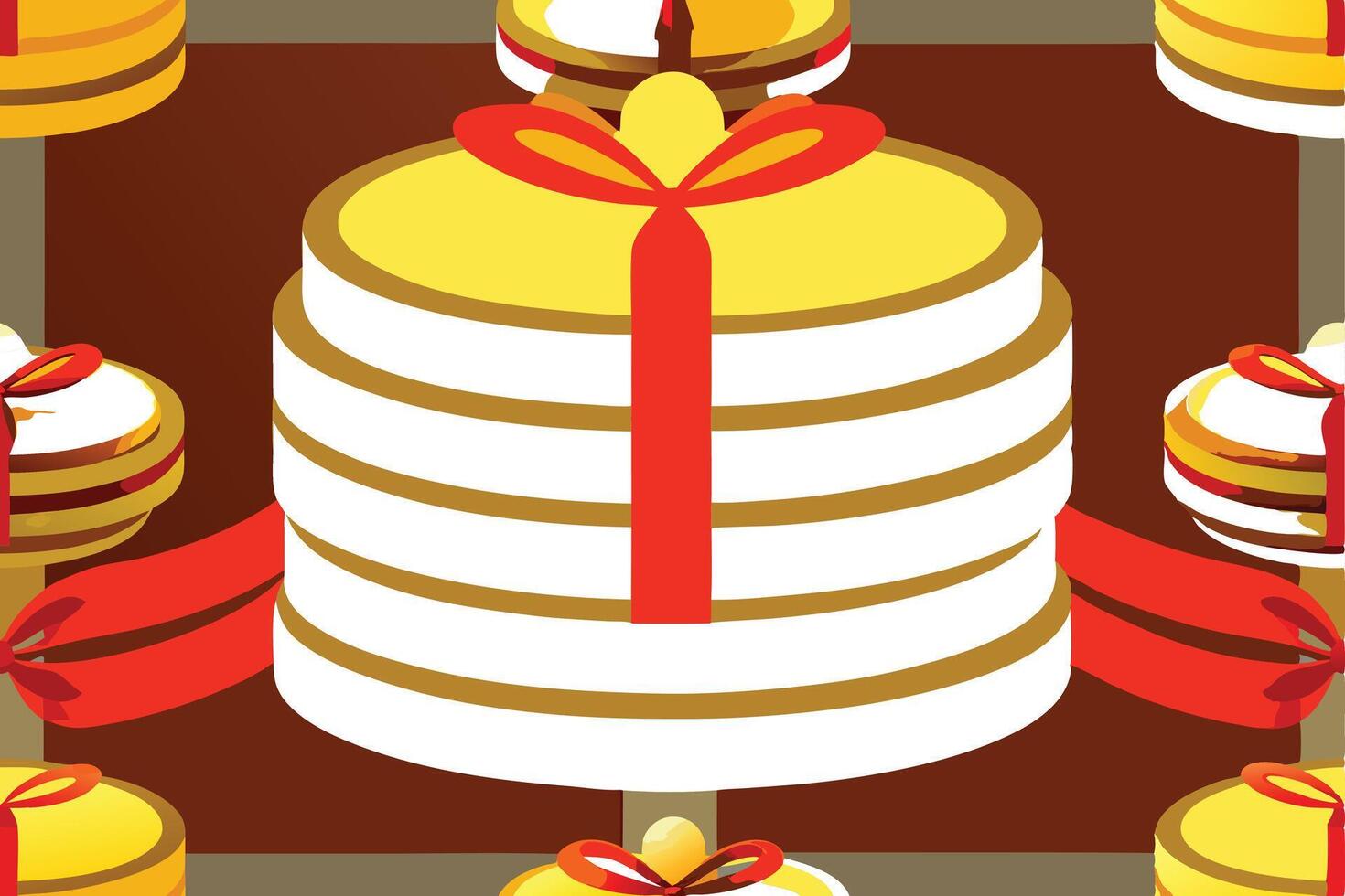 A cake with a red ribbon and a bow on top vector