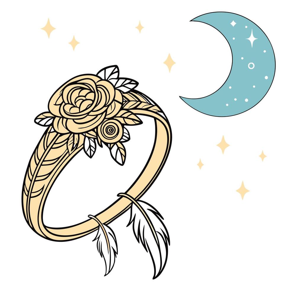 Floral Ring with Blue Moon on Right vector