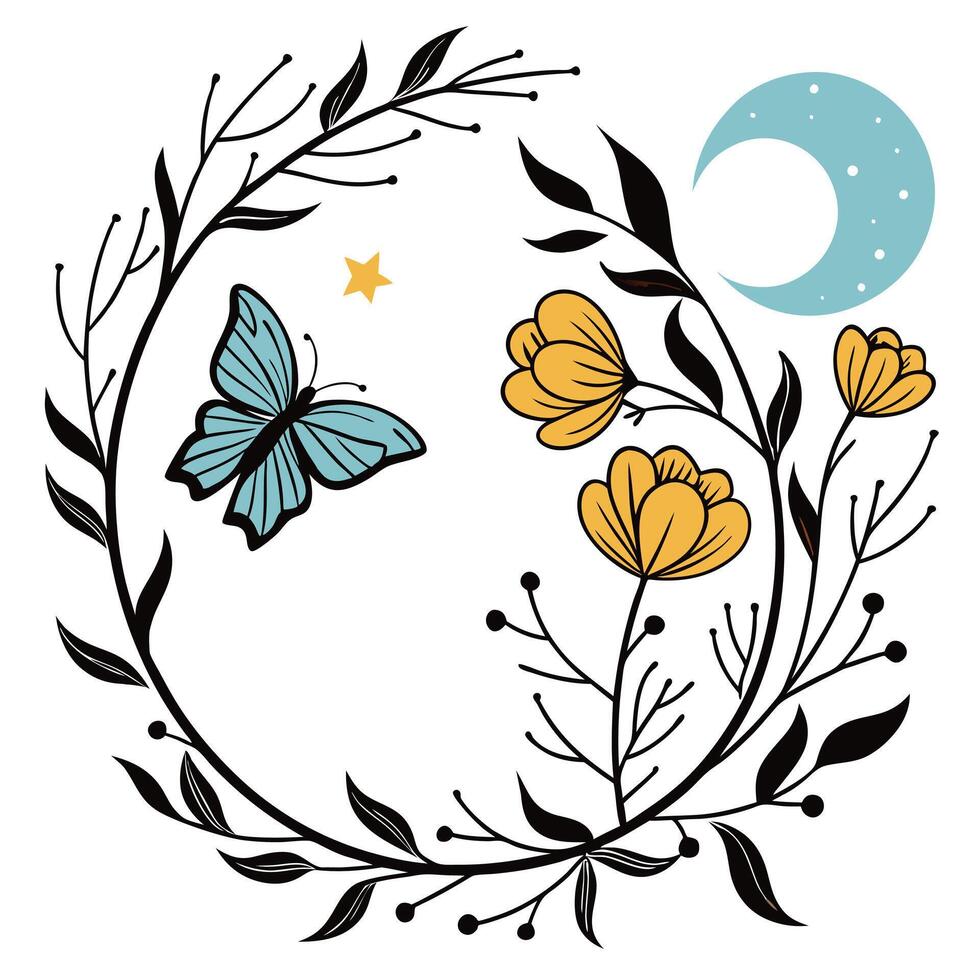 Bottom Left Blue Moon Circular Frame vector