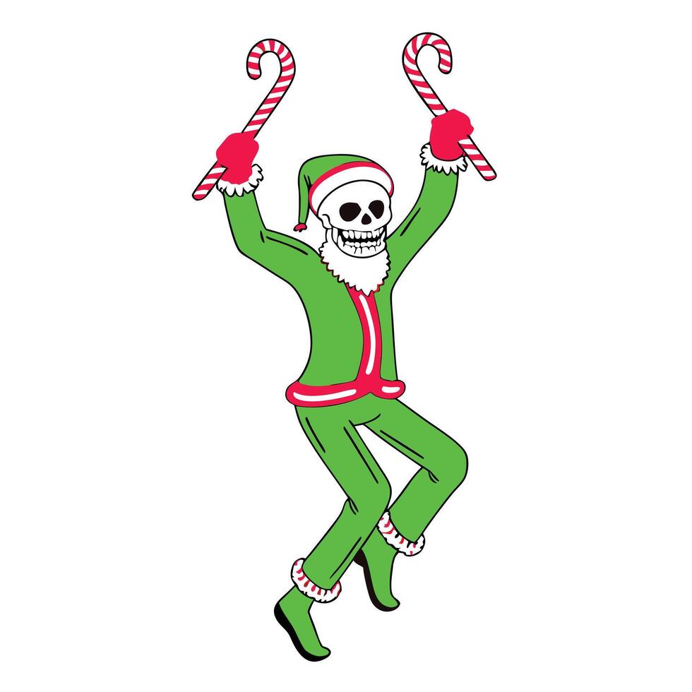 Skeleton Dancing with Candy Canes vector