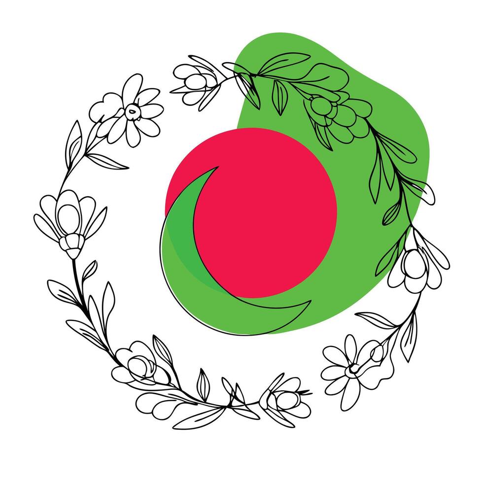 Boho Floral Frame with Moon Centerpiece vector