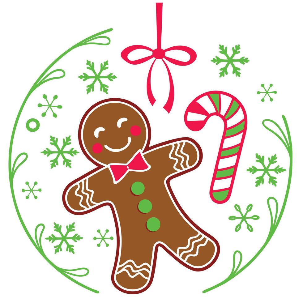 Gingerbread Man Christmas Cheer Festive Design vector