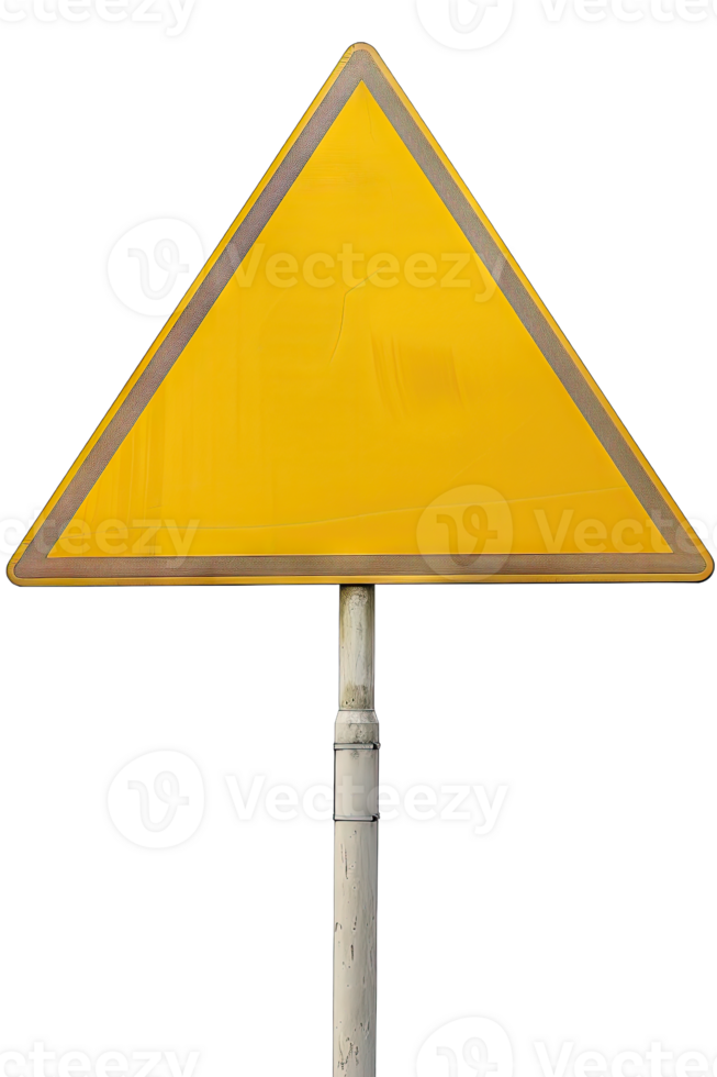 A yellow triangular sign on a pole png
