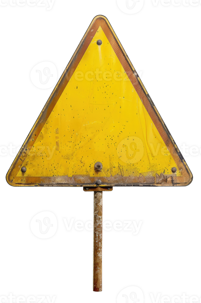 A yellow warning sign on a stick png