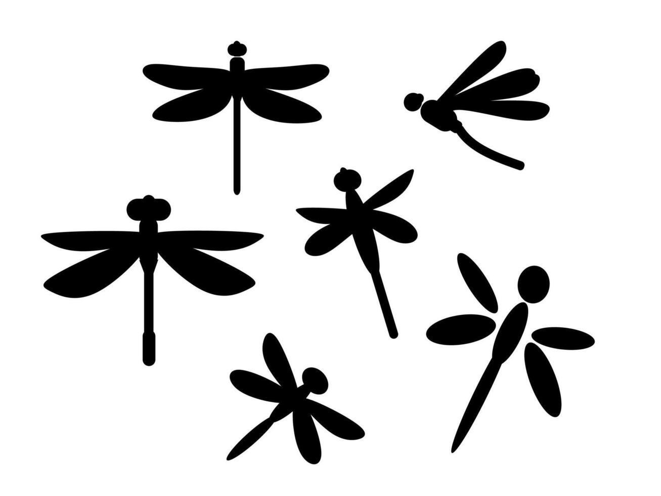 Dragonfly black icon. Insect silhouette illustration on white background. vector
