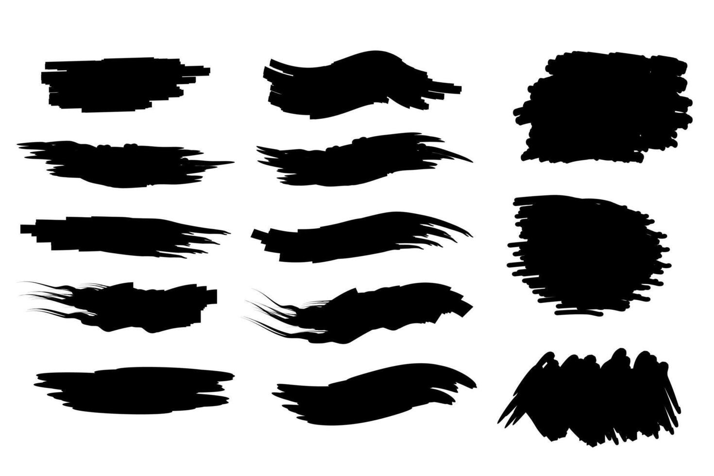Brush stroke effects set isolated on white background. vector