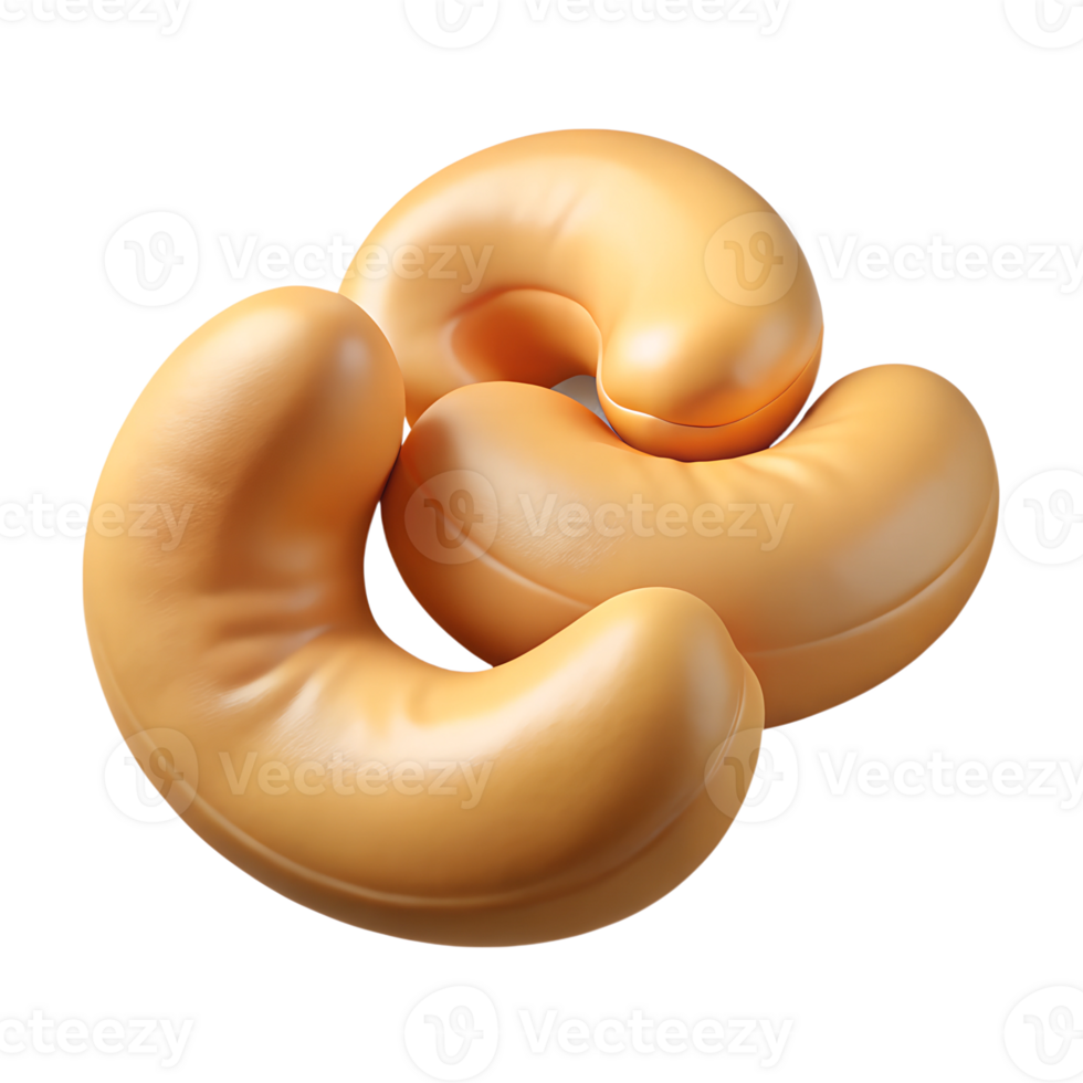 Cashews nuts 3d illustration isolated on the transparent background png