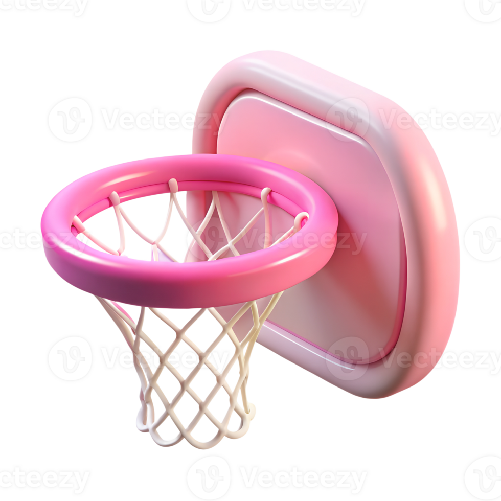 Pink basketball basket 3d illustration isolated on the transparent background png