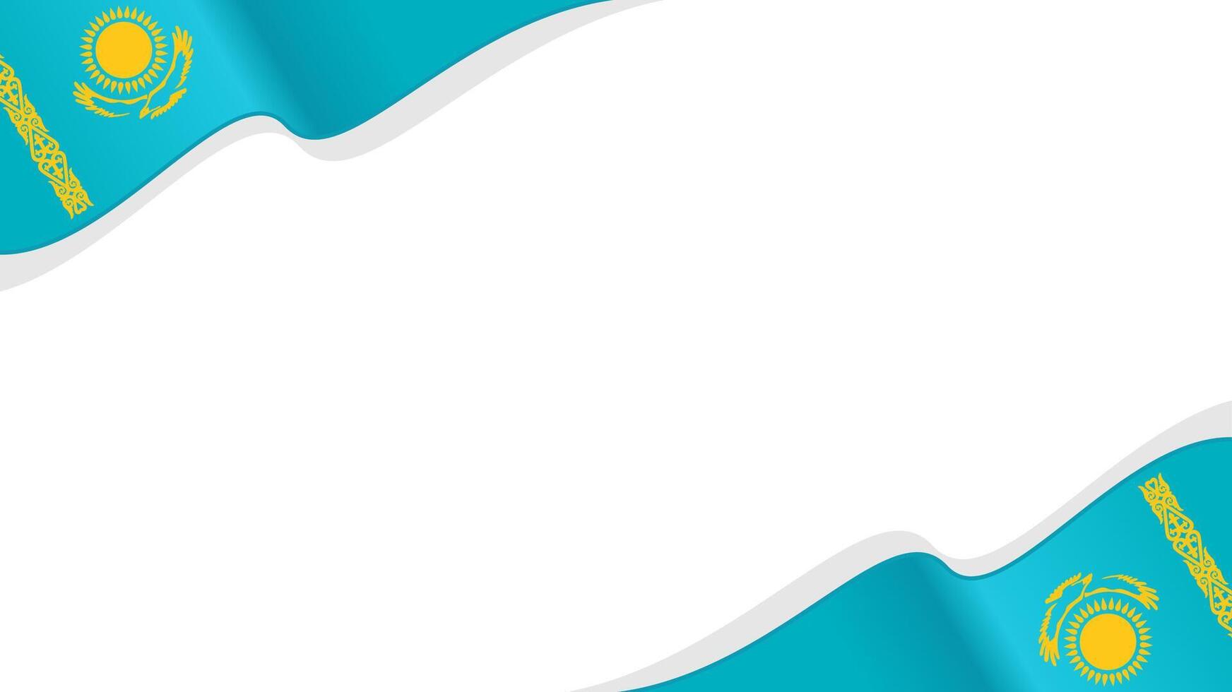 wavy Kazakhstan flag frame background with copy space for text. Kazakhstan national day vector