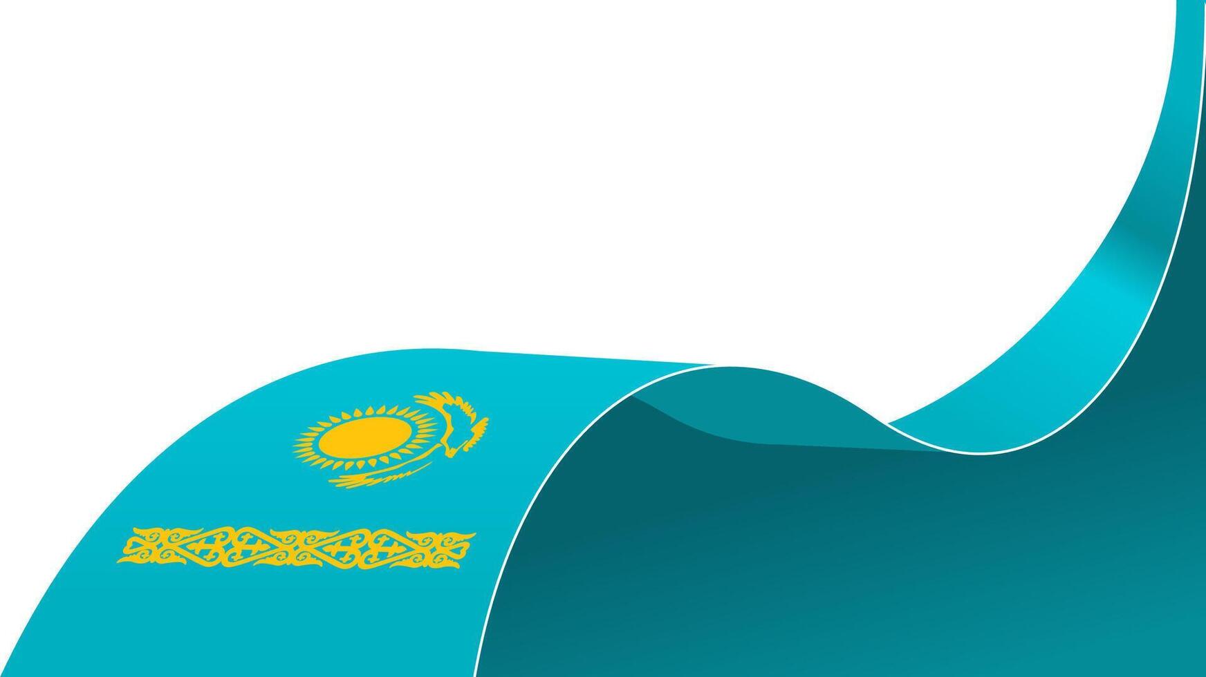 waving Kazakhstan flag ribbon background with copy space for text. Kazakhstan national day vector
