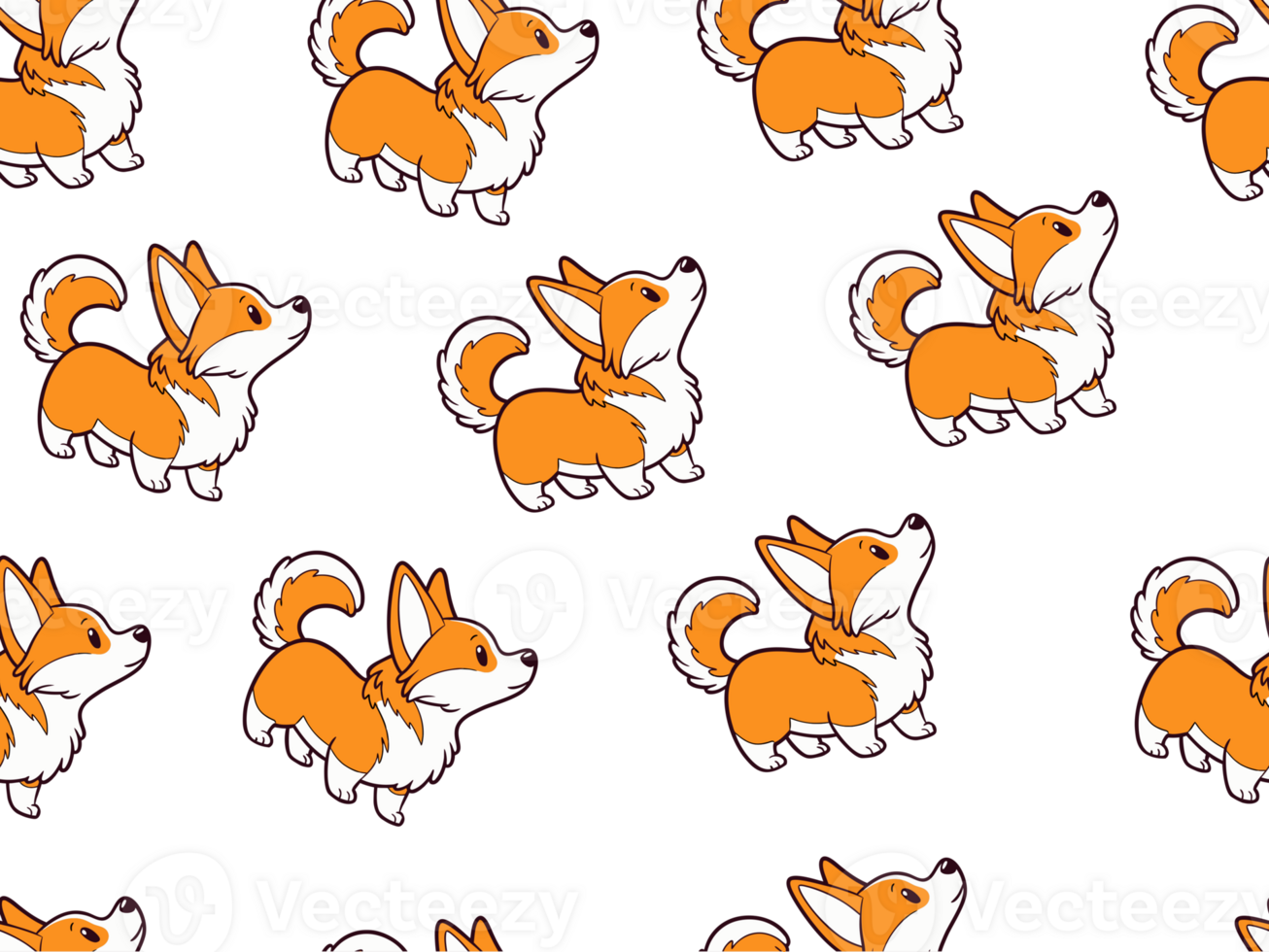 Seamless pattern with cute corgi dogs png