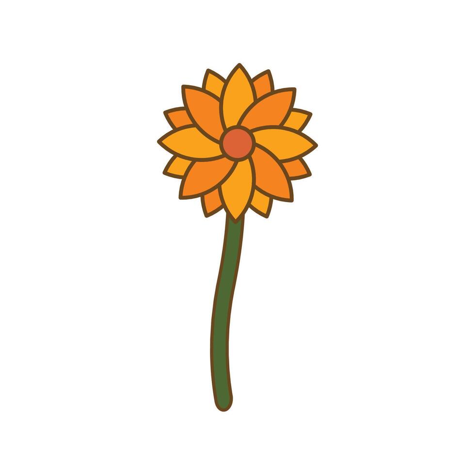 Simple flower flat with minimal details. isolated on white background cartoon style vector