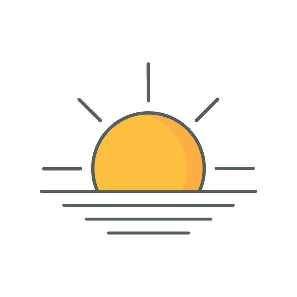 Sunrise icon, bright weather icon linear style isolated white. vector