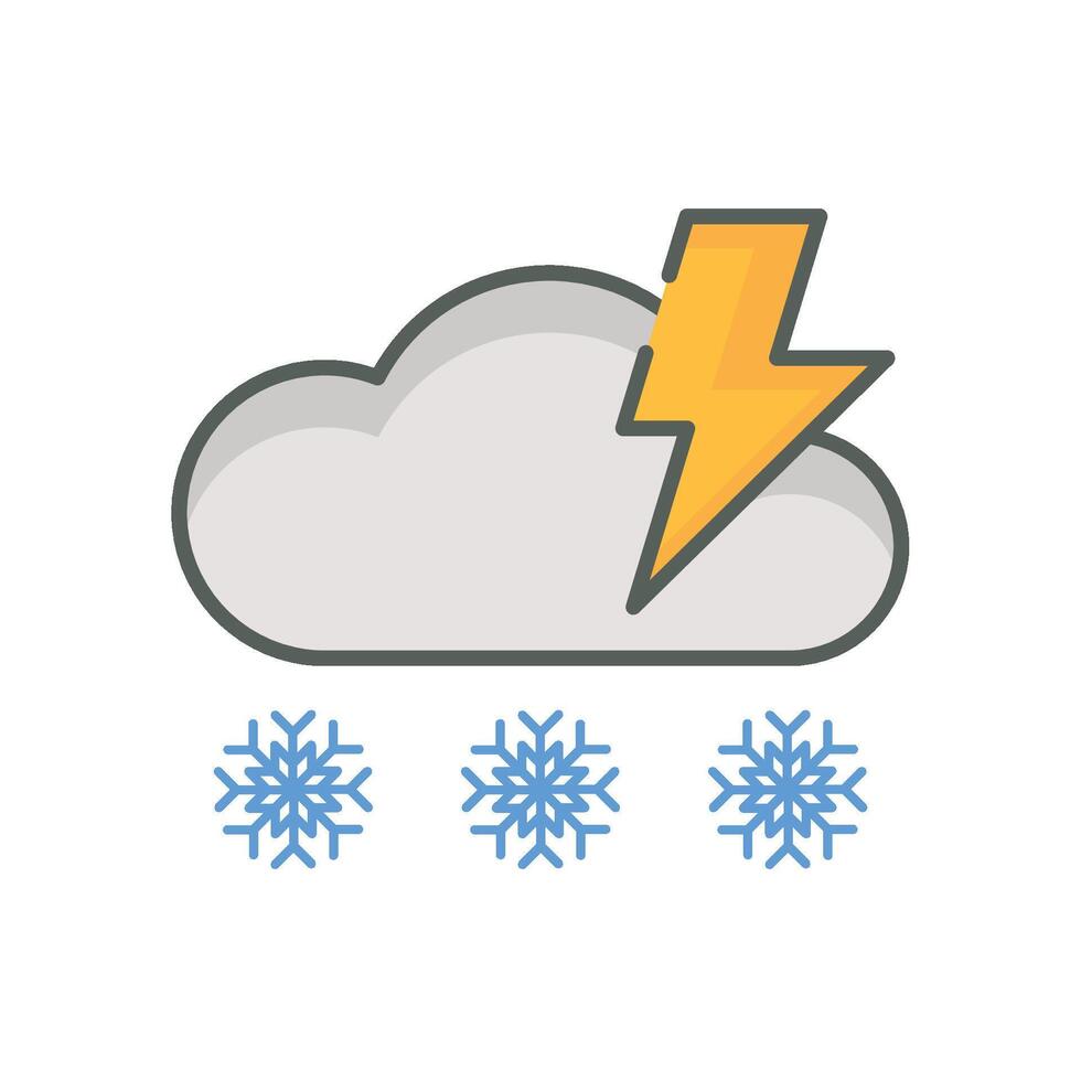 storm at winter season weather icon linear style isolated white. vector
