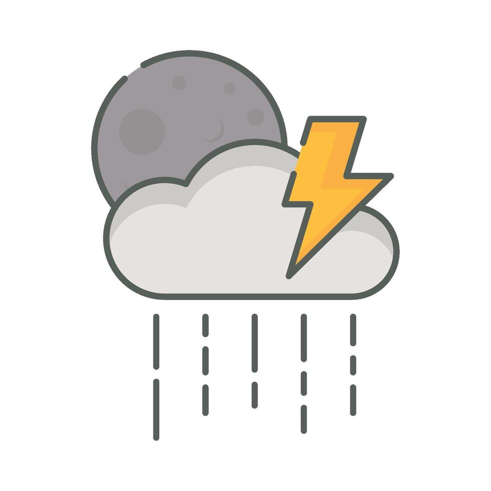 storm at night weather icon linear style isolated white. vector
