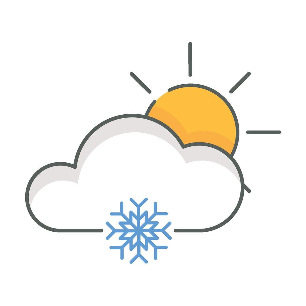 sunny at winter season weather icon linear style isolated white. vector