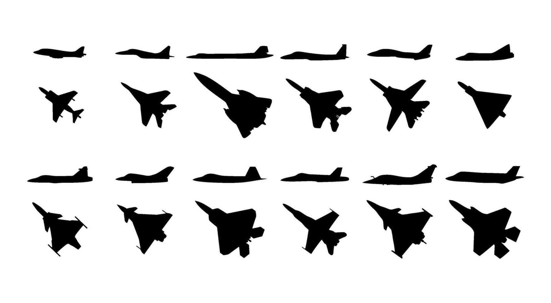 fighter jet silhouette collection vector
