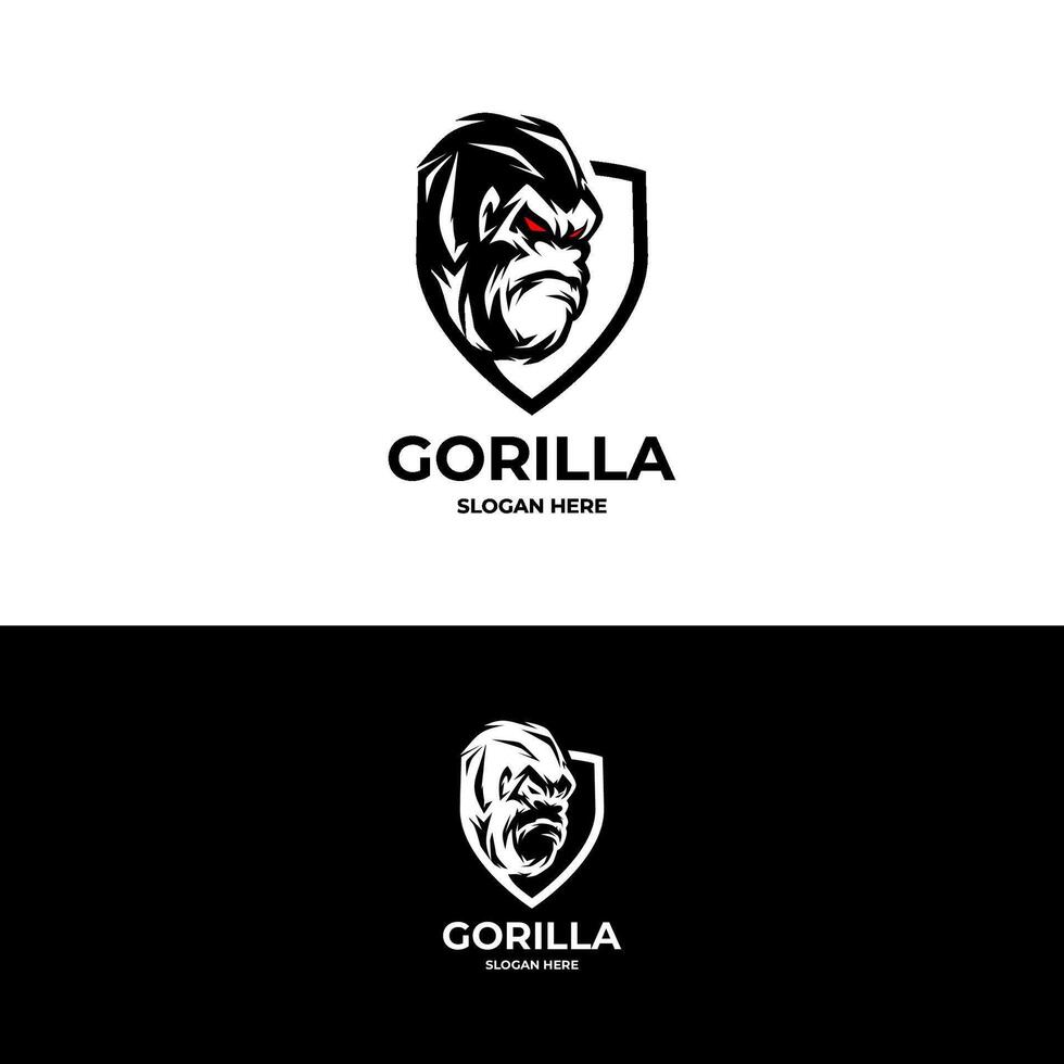 gorilla and shield logo design vector