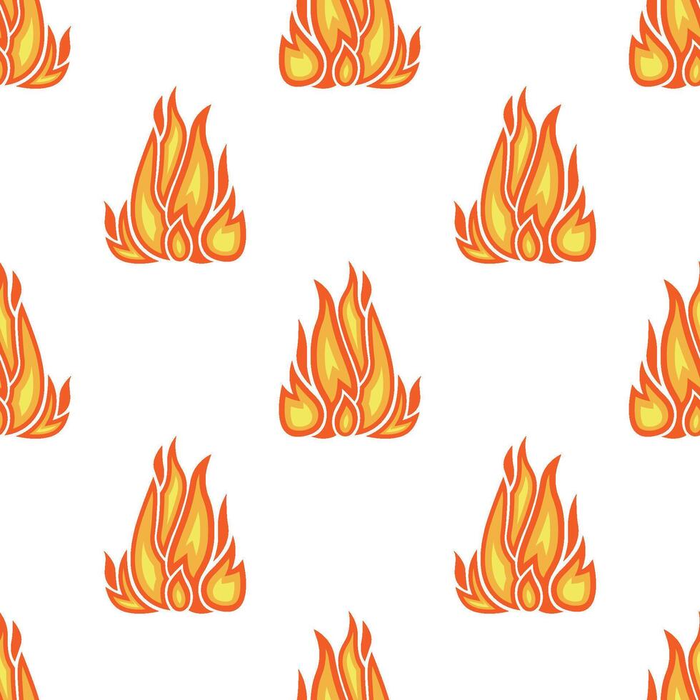 Cartoon fire effect seamless pattern. vector