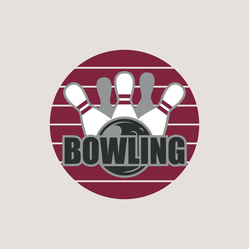 bowling and pins retro logo vintage illustration design vector