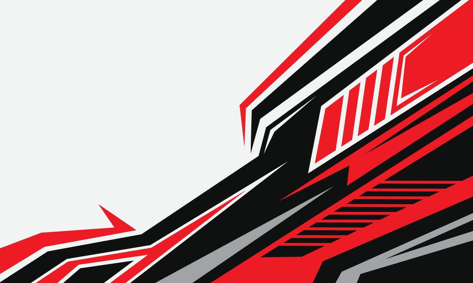 Red and black geometric abstract lines for racing style car wrap sticker vector