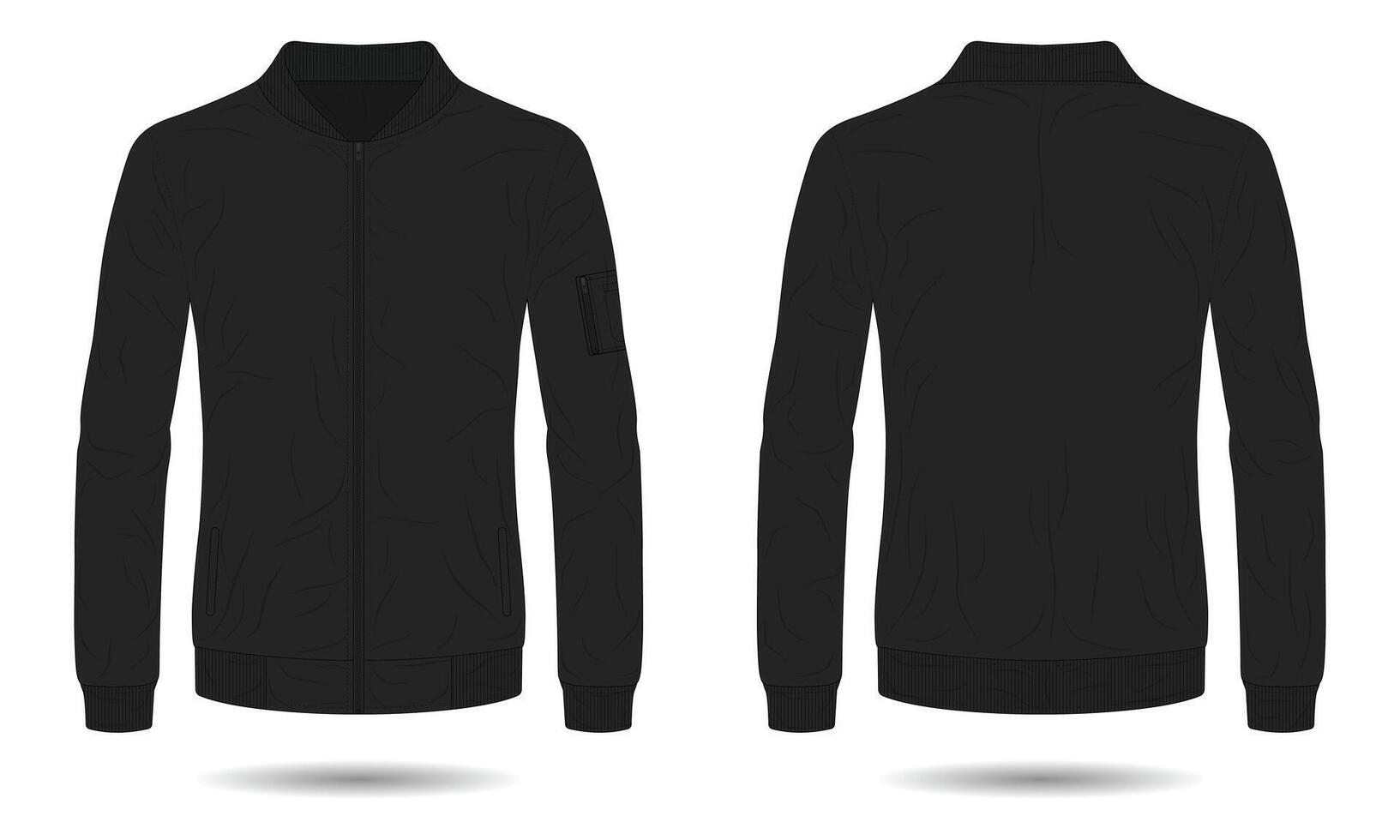 Black bomber jacket mockup front and back view vector