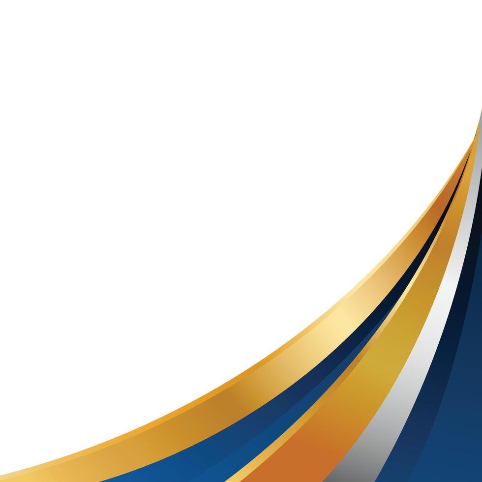 Abstract curved blue and gold geometric border modern background vector