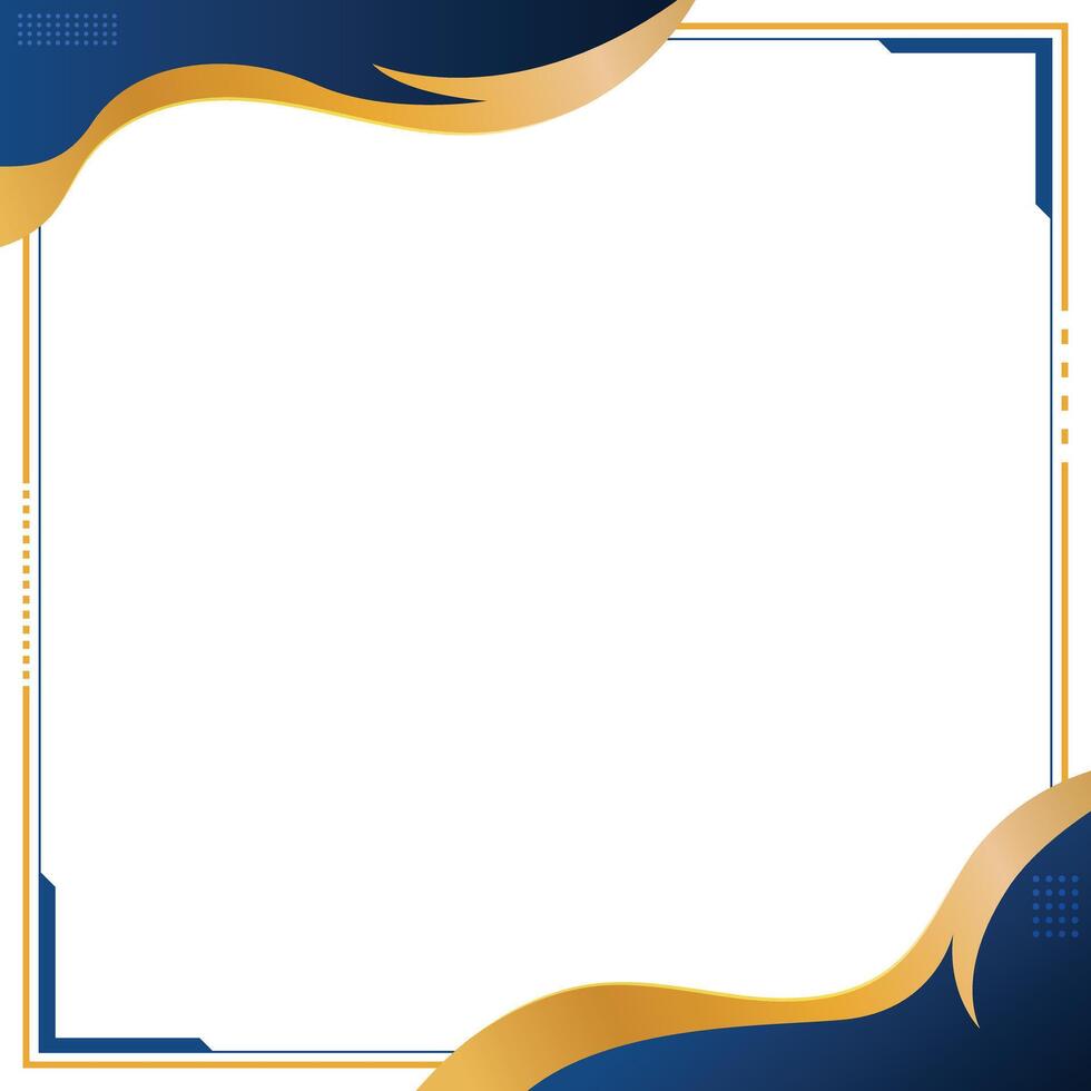 Gold blue abstract wave elegant frame empty background vector