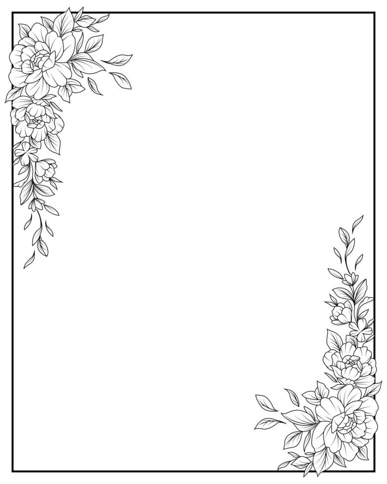 Floral outline frame decoration background for wedding invitation vector