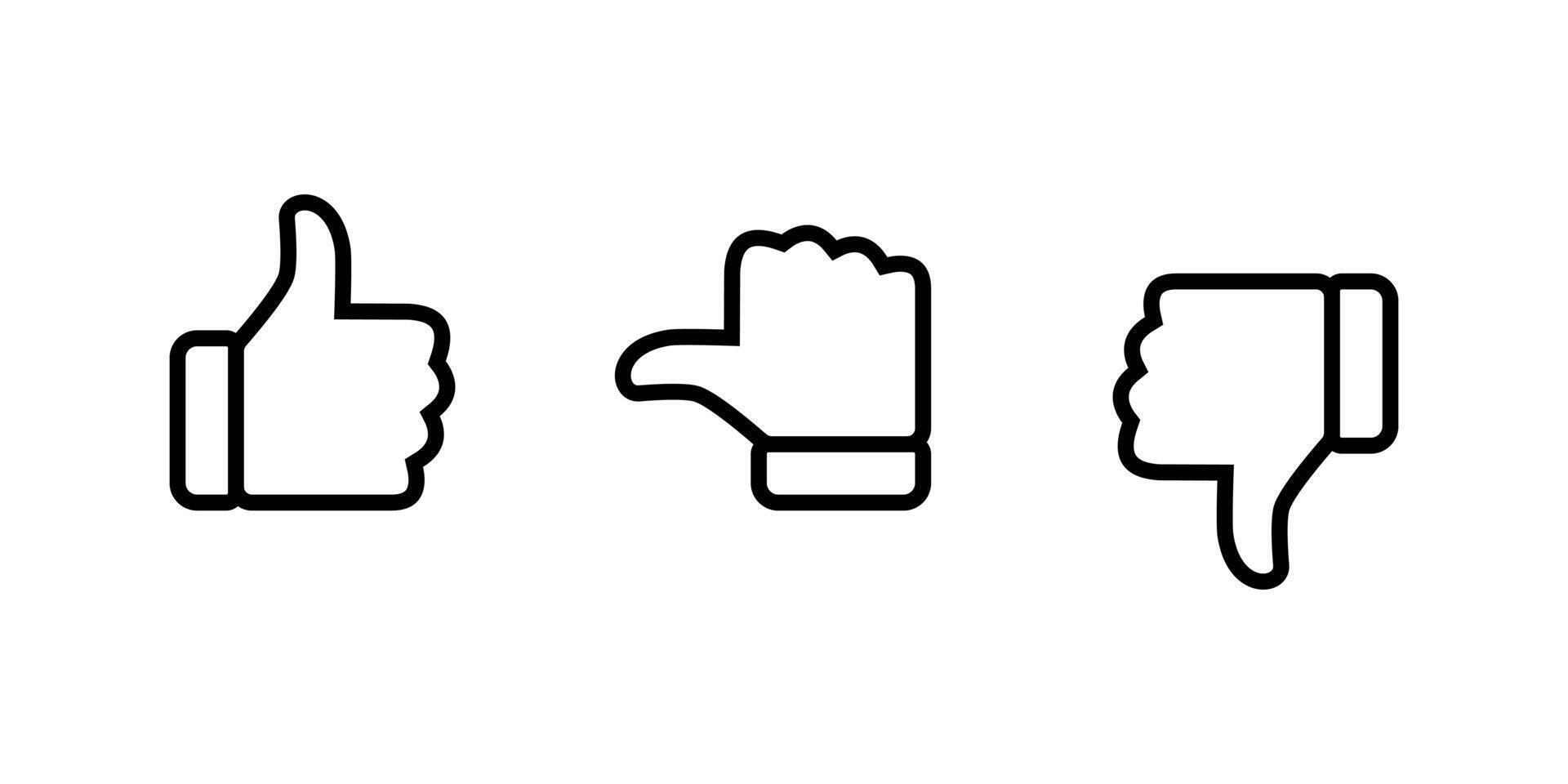 Like, neutral, and dislike thumb line icon. Feedback outline sign symbol vector