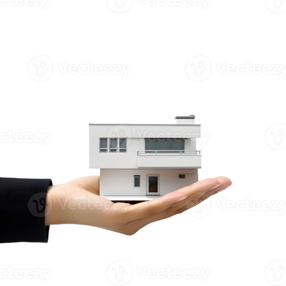 Hand Holding Small House Model, Representing Future Home Ownership png