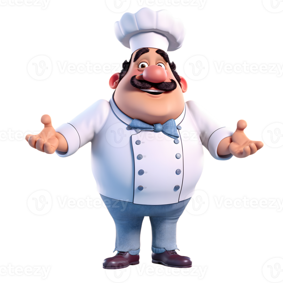 Friendly 3D Fat Man Cartoon Character png