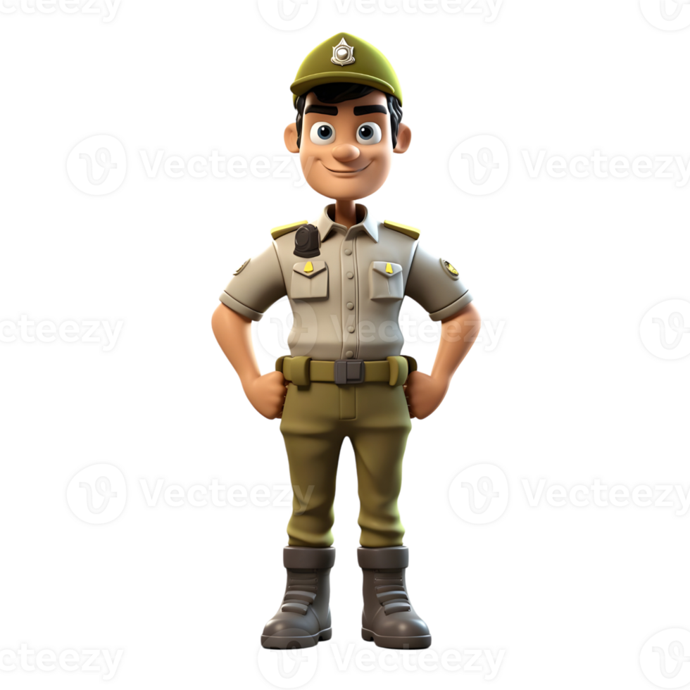 3D Army Boy Character Illustration Military Uniform Cartoon Design png