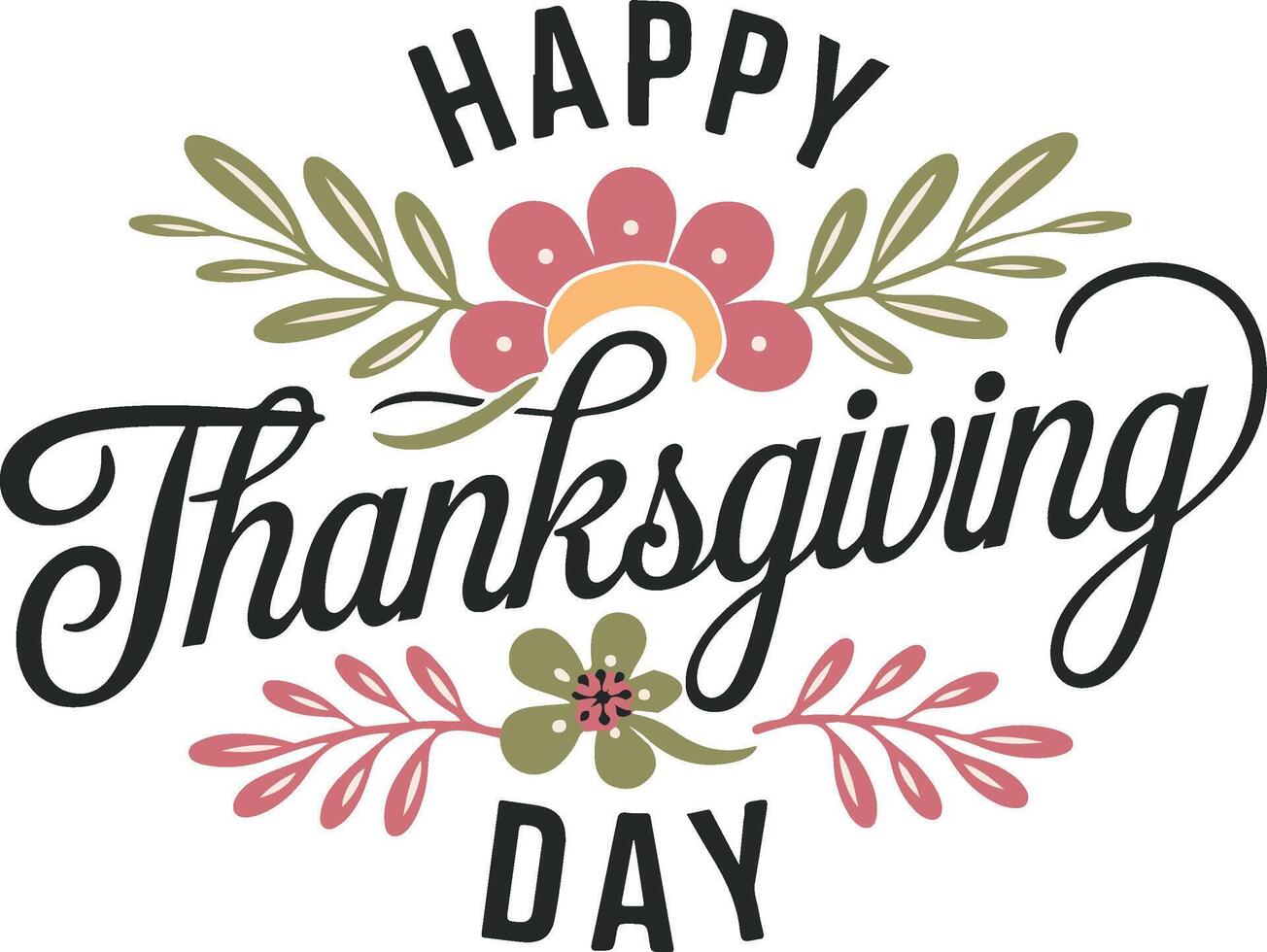 Happy Thanksgiving day typography with elements design vector