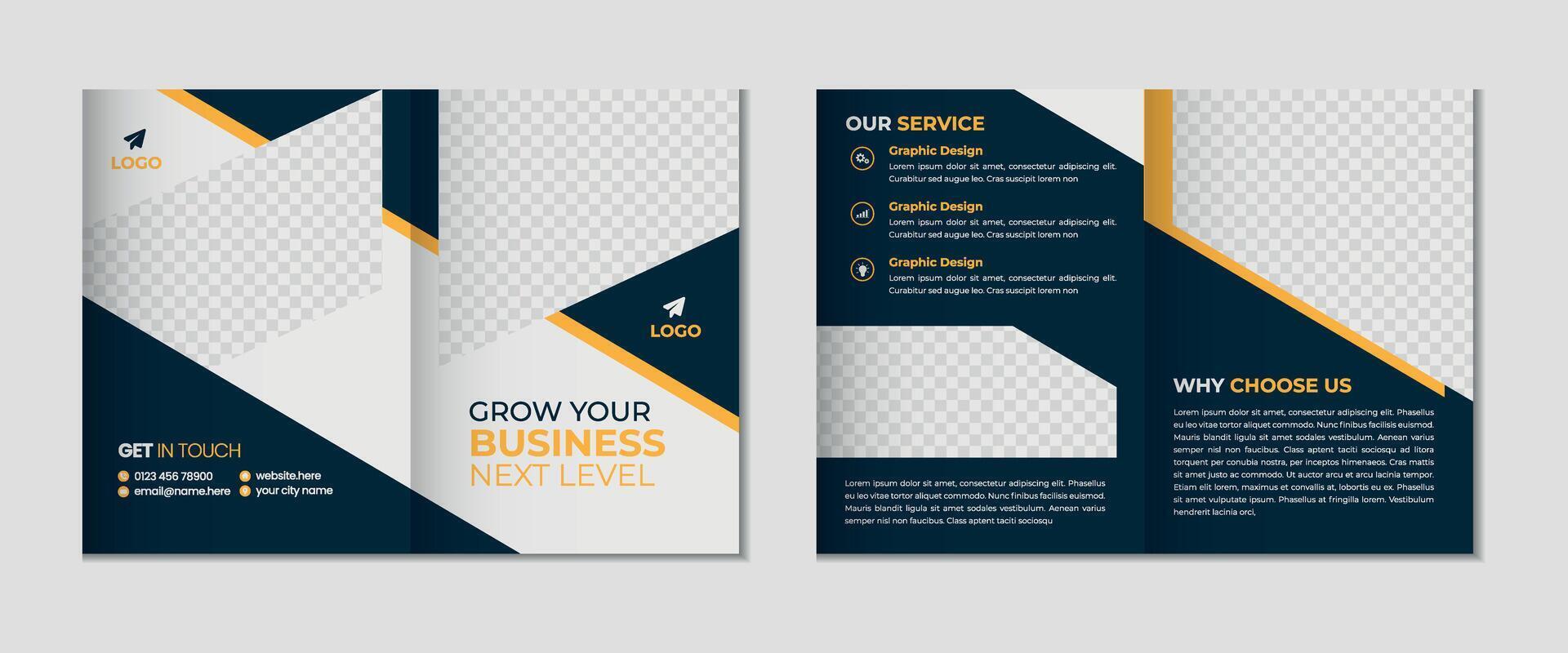 Modern and clean bifold brochure design vector