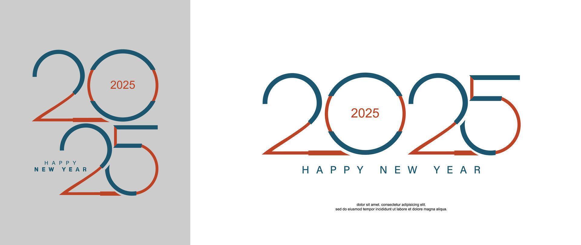 A modern Happy New Year 2025 design with beautiful, colorful numbers. This premium illustration is for banners, posters, calendars, and greetings for Happy New Year 2025 vector