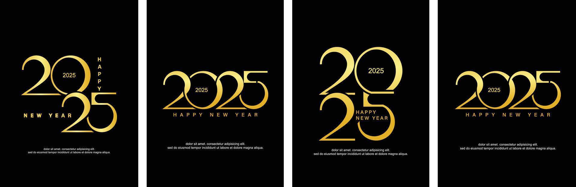 Set of Happy New Year covers 2025. Modern and simple number design with elegant thin lines. Premium background for the new year 2025 vector