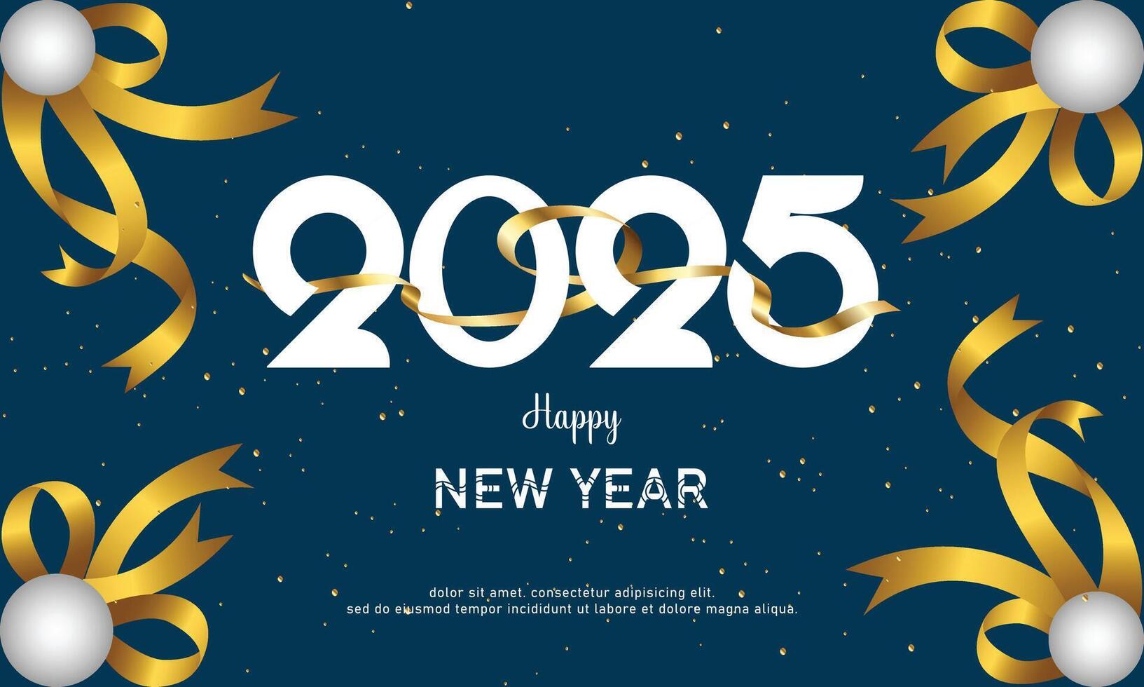 happy new year 2025 with numbers wrapped in luxurious and elegant gold ribbons. background for celebration and greeting vector