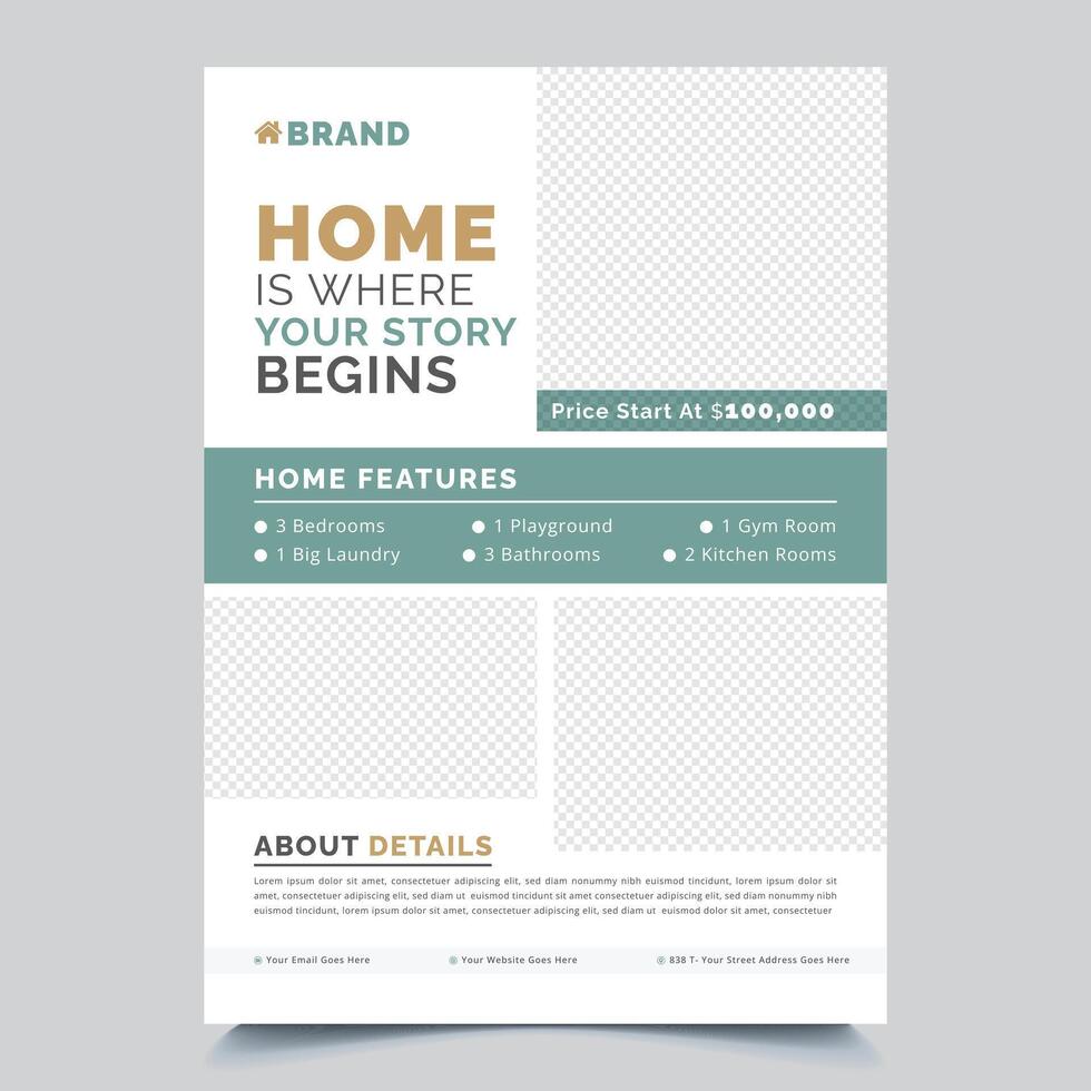 A4 Size Real Estate Flyer vector