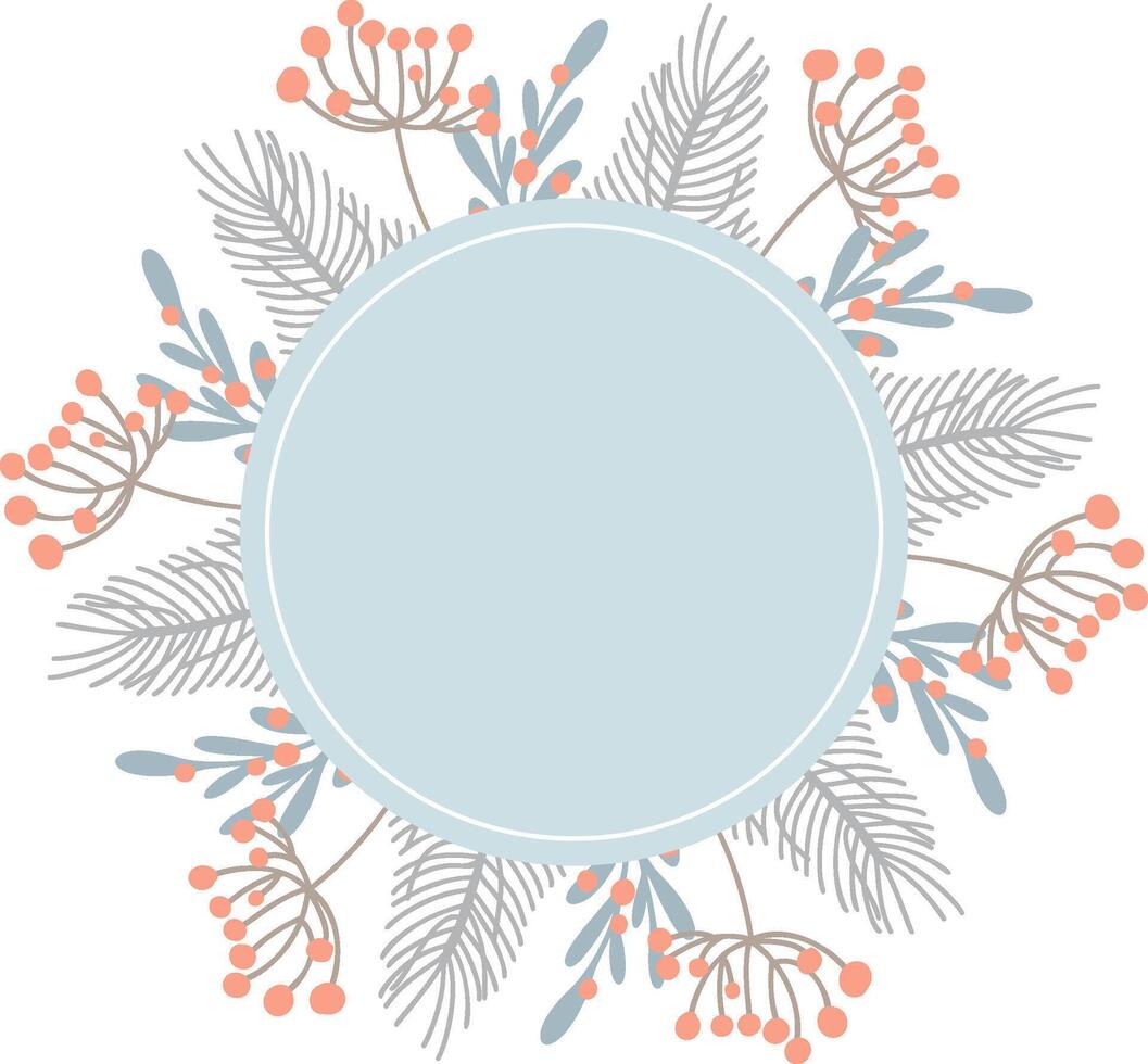 Christmas wreath frame with holly, berries, and pine branches creating festive decoration for holiday winter cards vector