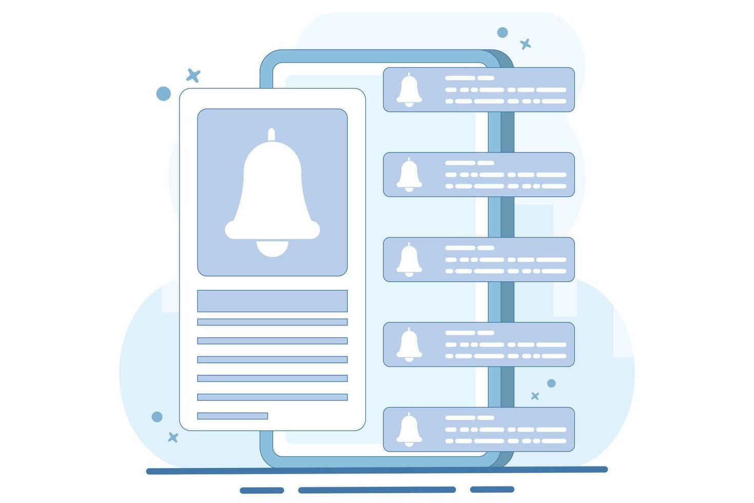 Notification concept. Bell ringing as pop-up reminder. get chat message notification on laptop. Modern flat cartoon style. illustration on white background. vector