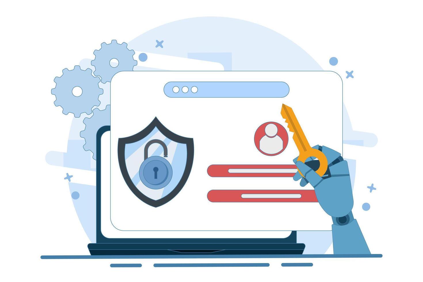 secure login and registration concept, Personal data security, Cyber data security, Internet security, or information privacy, Password protection. Flat illustration on background. vector