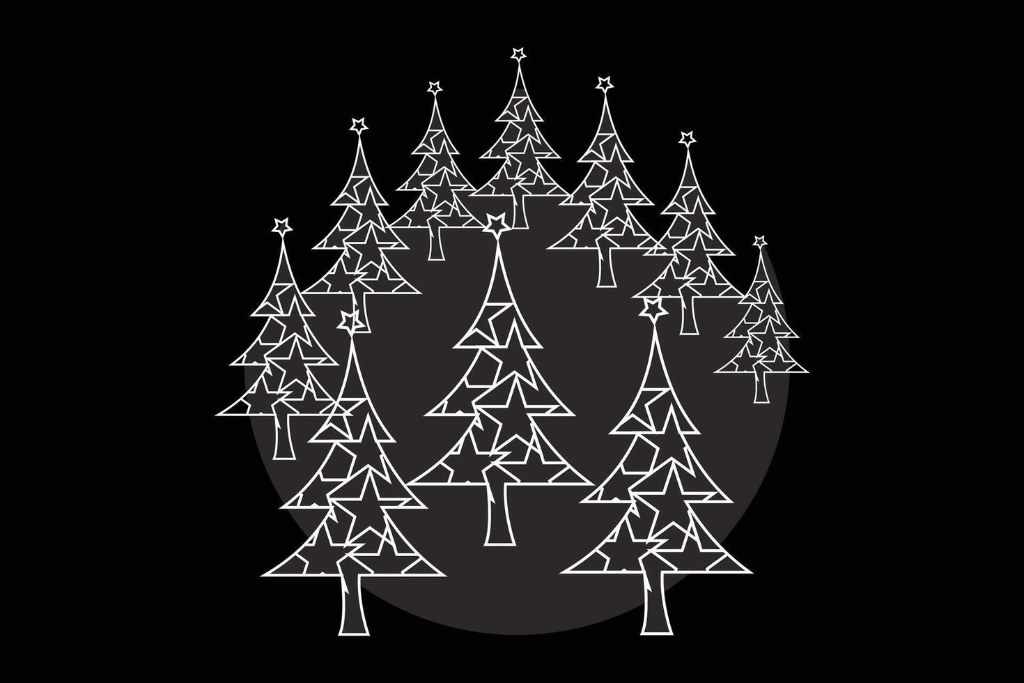 Christmas ball with line art Christmas tree vector